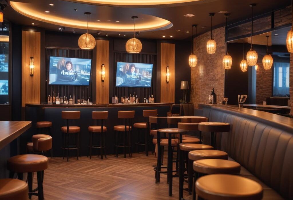 Караоке бар и ресторан в центре города с современным интерьером и разнообразным меню