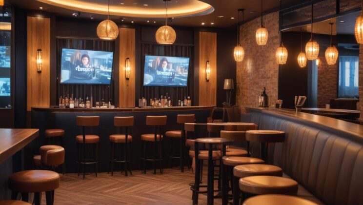 Караоке бар и ресторан в центре города с современным интерьером и разнообразным меню