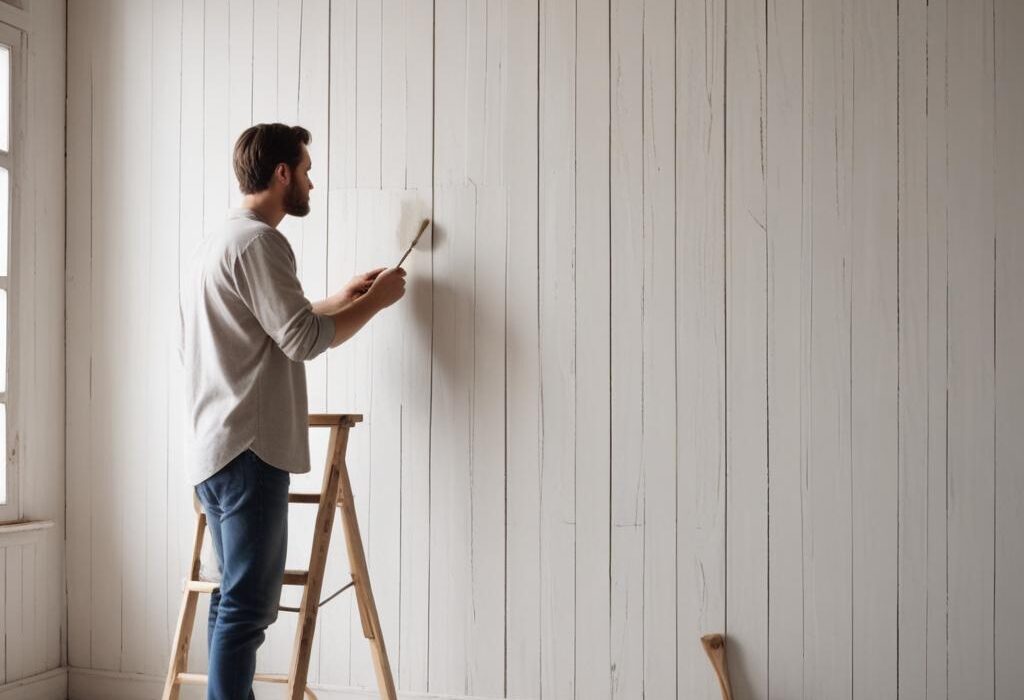Покраска деревянной вагонки в белый цвет