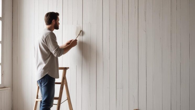 Покраска деревянной вагонки в белый цвет